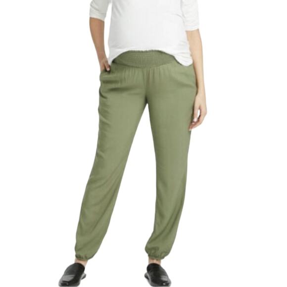 The Nines by HATCH Pants - The Nines by Hatch Green Smocked Waist Loose Maternity Joggers Pants XL